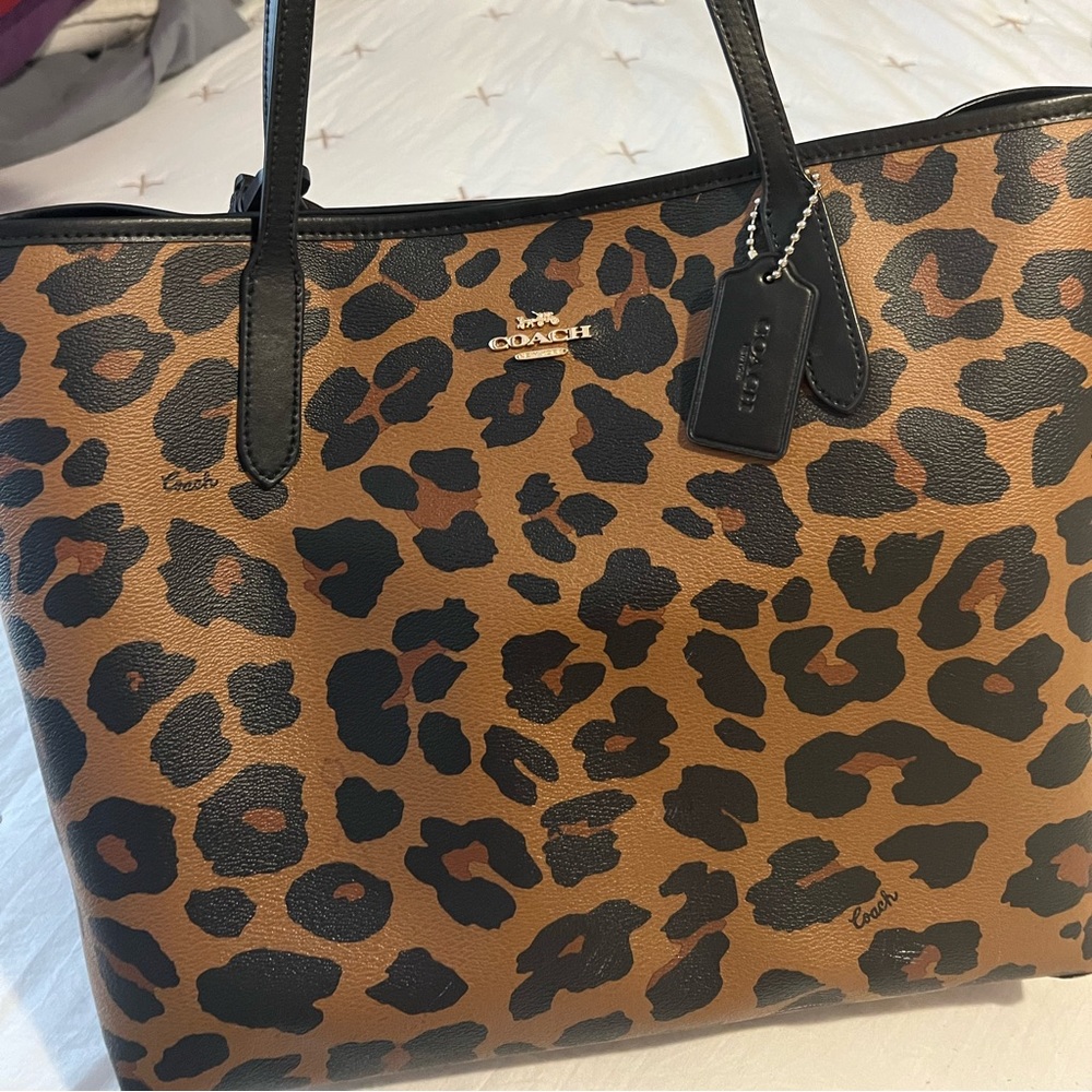 Coach City Tote with Leopard Print